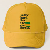 Work Hard Rest Even Harder Beach Lifestyle Design キャップ (正面)