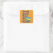 Work Hard Rest Even Harder Beach Lifestyle Design スクエアシール (バッグ)