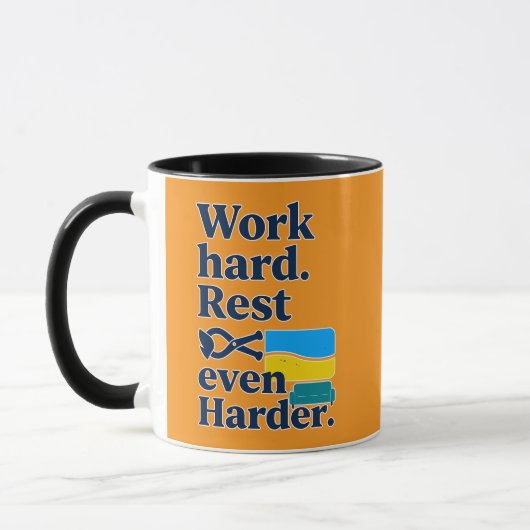 Work Hard Rest Even Harder Beach Lifestyle Design マグカップ (左)