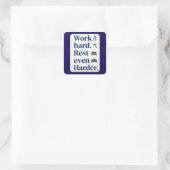 Work Hard Rest Even Harder Bold Typography Shirt スクエアシール (バッグ)