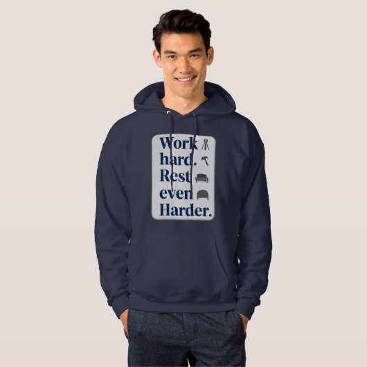 Work Hard Rest Even Harder Bold Typography Shirt パーカ (正面フル)