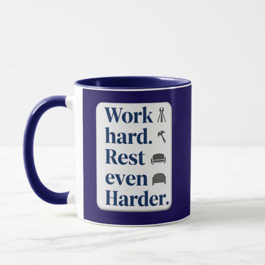 Work Hard Rest Even Harder Bold Typography Shirt マグカップ (左)