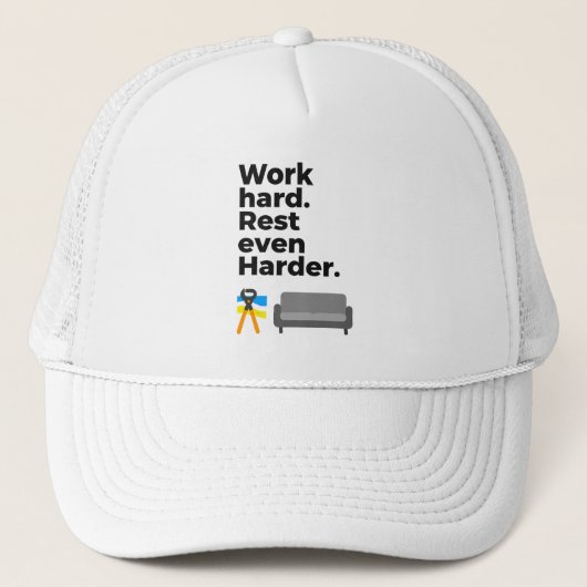 Work Hard Rest Even Harder Minimal Quote Design キャップ (正面)