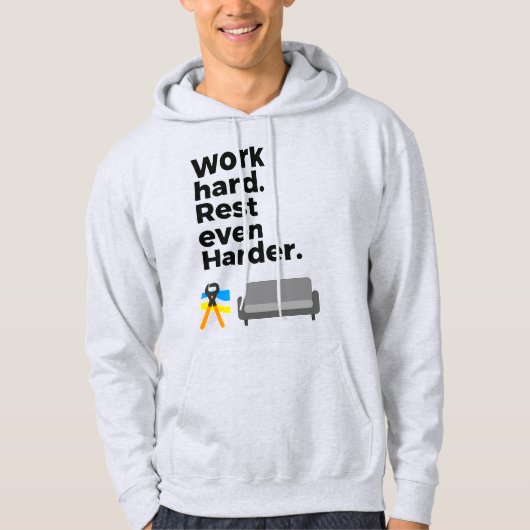 Work Hard Rest Even Harder Minimal Quote Design パーカ (正面)
