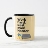 Work Hard Rest Even Harder Minimal Quote Design マグカップ (左)