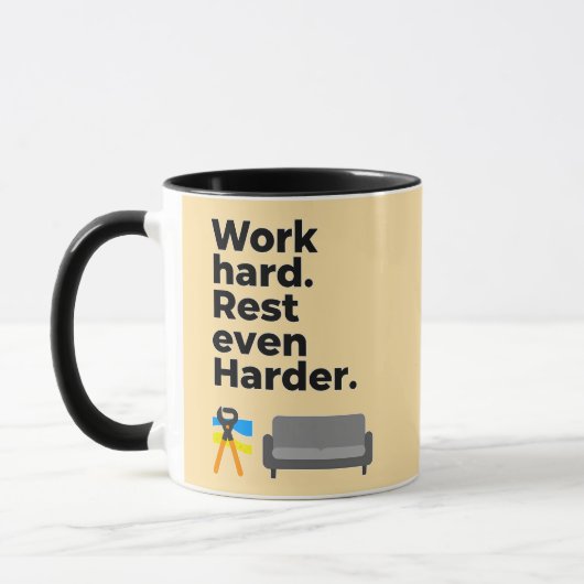 Work Hard Rest Even Harder Minimal Quote Design マグカップ (左)