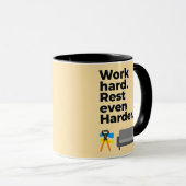 Work Hard Rest Even Harder Minimal Quote Design マグカップ (正面右)