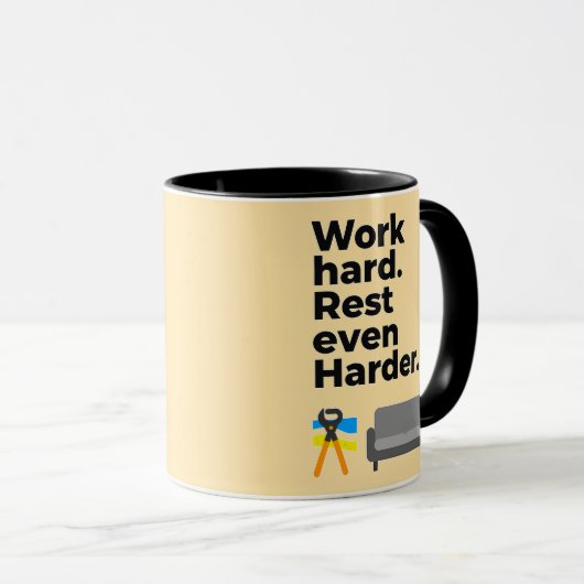 Work Hard Rest Even Harder Minimal Quote Design マグカップ (正面右)