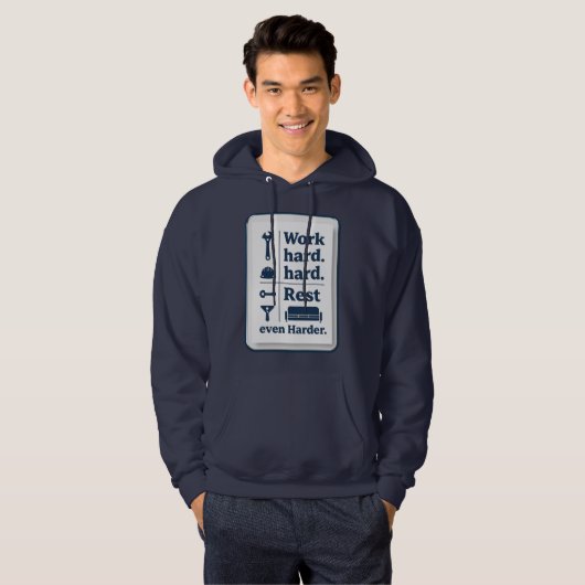 Work Hard Rest Even Harder Minimal Worker Design パーカ (正面フル)
