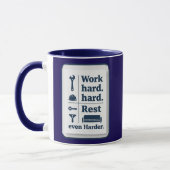Work Hard Rest Even Harder Minimal Worker Design マグカップ (左)