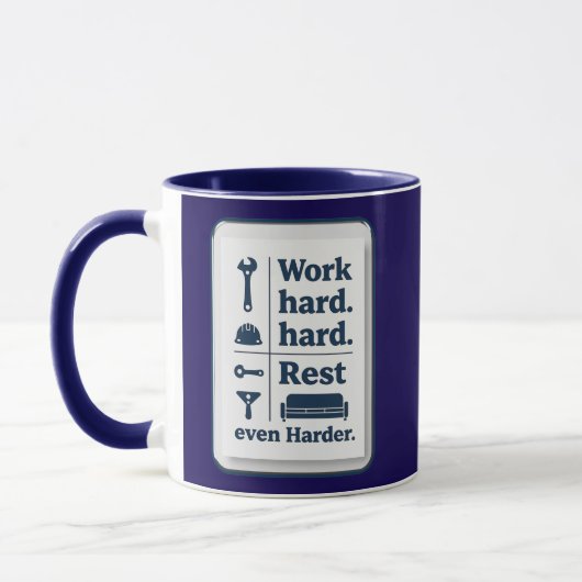 Work Hard Rest Even Harder Minimal Worker Design マグカップ (左)