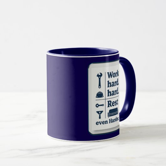Work Hard Rest Even Harder Minimal Worker Design マグカップ (正面右)