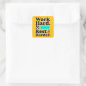 Work Hard Rest Harder Funny Lifestyle Shirt スクエアシール (バッグ)