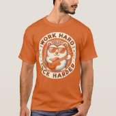 Work Hard Rock Harder Cool Hedgehog Guitar Design  Tシャツ (正面)