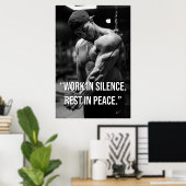 Work in Silence Rest in Peace Gym Motivation Quote ポスター (ホームオフィス)