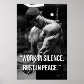 Work in Silence Rest in Peace Gym Motivation Quote ポスター (正面)