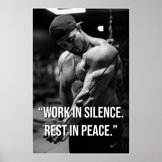 Work in Silence Rest in Peace Gym Motivation Quote ポスター (正面)