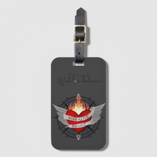 Work Love, Balance wings and compass ラゲッジタグ (正面縦)