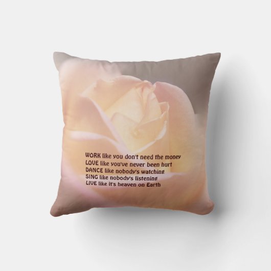 Work Love Dance Soft Rose Inspirational Quote  クッション (裏面)
