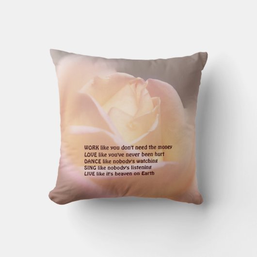 Work Love Dance Soft Rose Inspirational Quote クッション (正面)