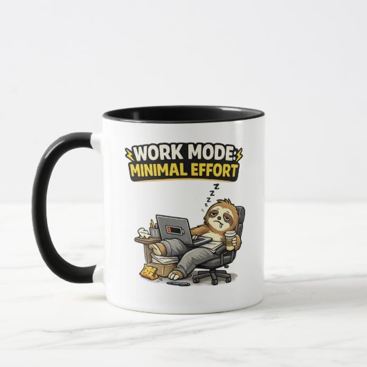Work Mode Minimal Effort Funny Sloth マグカップ (左)