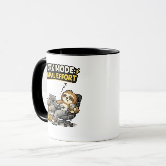 Work Mode Minimal Effort Funny Sloth マグカップ (正面左)