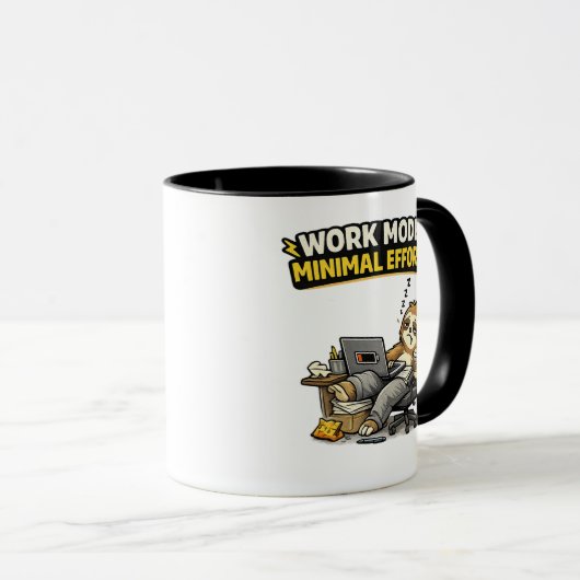 Work Mode Minimal Effort Funny Sloth マグカップ (正面右)