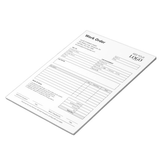 Work Order Company Logo ノートパッド (アングル)