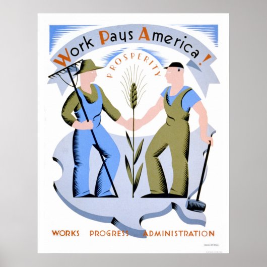 Work Pays America 1939 WPA ポスター (正面)