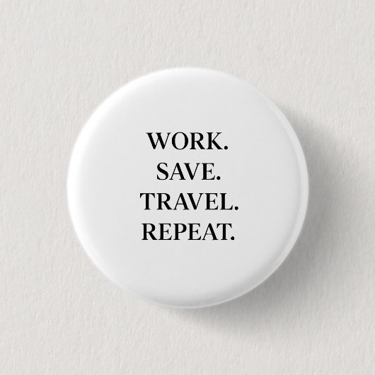 Work. Save. Travel. Repeat. 缶バッジ (正面)