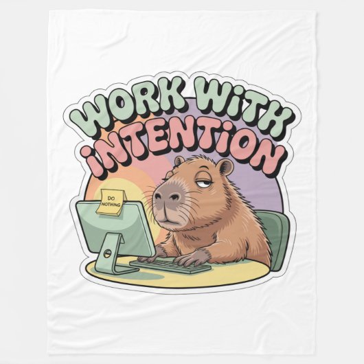 Work With Intention フリースブランケット (正面)