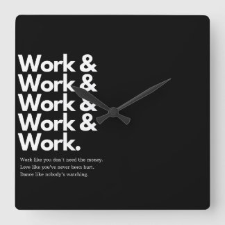 Work Work Stylish Wall Clock , square acrylic. スクエア壁時計