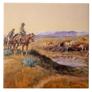 “Worked Over” Western Art by Charles M Russell タイル
