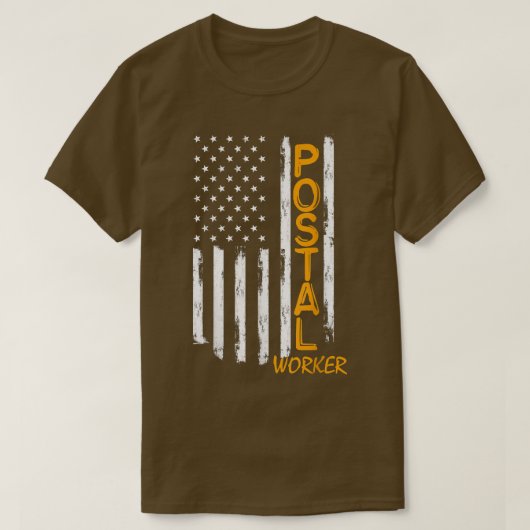 Worker American Distressed Flag US Postal Service Tシャツ (デザイン正面)