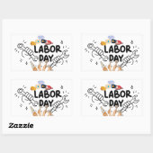 Workers Labor Day Tool Hands Vinyl Decal 長方形シール (シート)