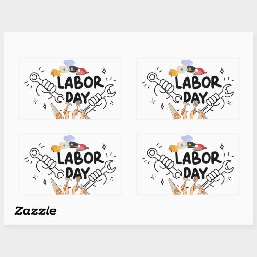 Workers Labor Day Tool Hands Vinyl Decal 長方形シール (シート)