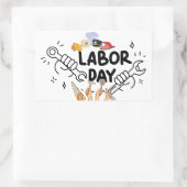Workers Labor Day Tool Hands Vinyl Decal 長方形シール (バッグ)