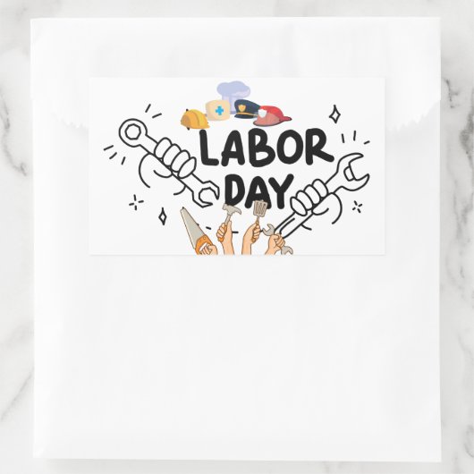 Workers Labor Day Tool Hands Vinyl Decal 長方形シール (バッグ)