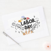 Workers Labor Day Tool Hands Vinyl Decal 長方形シール (封筒)