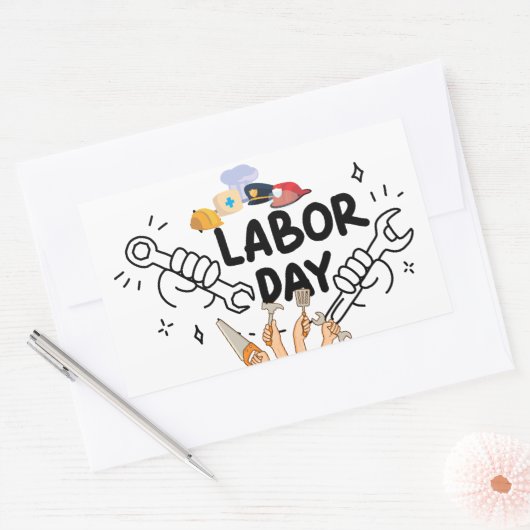 Workers Labor Day Tool Hands Vinyl Decal 長方形シール (封筒)