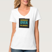 Workers Over Billionaires - はっきりした活動家声明 Tシャツ (正面)