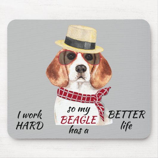 Working懸命for My Beagle マウスパッド (正面)