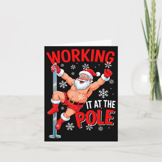 Working At Le Xmas Santa Dancing Funny Joke Dirty  カード (正面)