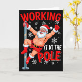 Working At Pole Xmas Santa Dancing Funny Joke Dirt カード (黄色い花)