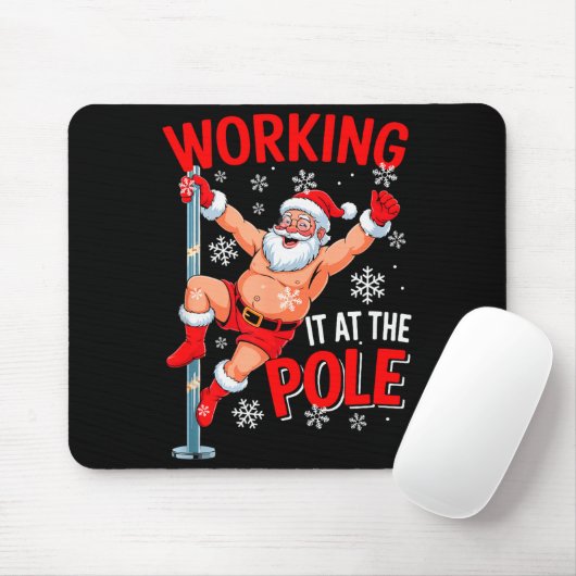 Working At Pole Xmas Santa Dancing Funny Joke Dirt マウスパッド (マウス)