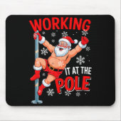 Working At Pole Xmas Santa Dancing Funny Joke Dirt マウスパッド (正面)