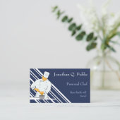 Working Chef Blue Background白ストライプ色 名刺 (スタンド正面)