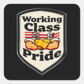 Working Class Pride Badge – Blue Collar Worker スクエアシール (正面)
