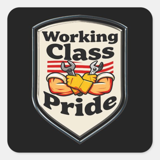 Working Class Pride Badge – Blue Collar Worker スクエアシール (正面)