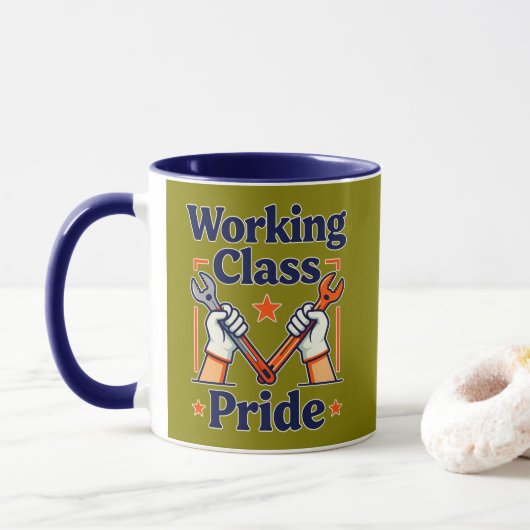 Working Class Pride Tools and Strength Design マグカップ (ドーナツ)